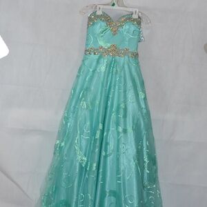 Tony Bowls Gala Aqua Beaded/Rhinestone Prom Dress SZ 8 NEW